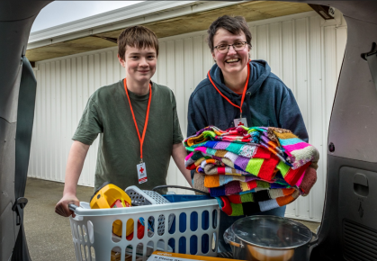 Red Cross Jasmin and Lucas White mother and son credit Darren Frazer