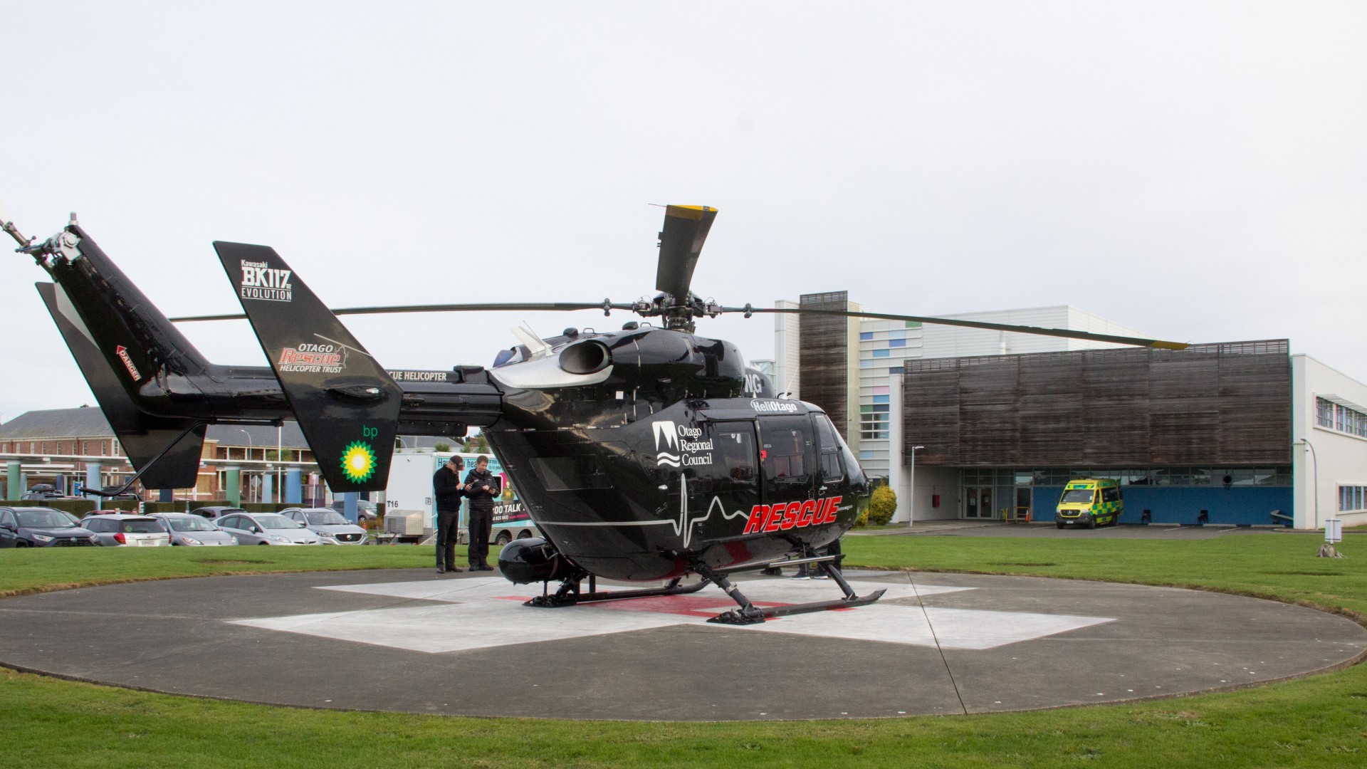 Otago Rescue Helicopters machine at Southland Hospital